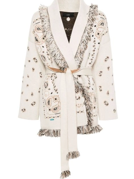 Cheap paisley-jacquard frayed cardigan Alanui Women 0818